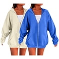 thumbnail image 1 of Holzkary Women's Full Zip Up Hoodie Long Sleeve Hooded Sweatshirts Pockets Jacket Coat for Women Zip Up Hoodies 2025 Fall Winter Trendy Long Sleeve Sweatshirts 2Pc Long Sleeve Comfy Casual Jacket R L, 1 of 4