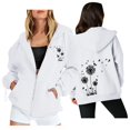 thumbnail image 1 of Holzkary Women's Full Zip Up Hoodie Women Dandelion Pockets Sweatshirts Winter Fall Jackets Zipper Coat Dandelion Print Long Sleeve Hooded Sweatshirts with Pockets Jacket Coat for Women White S, 1 of 4