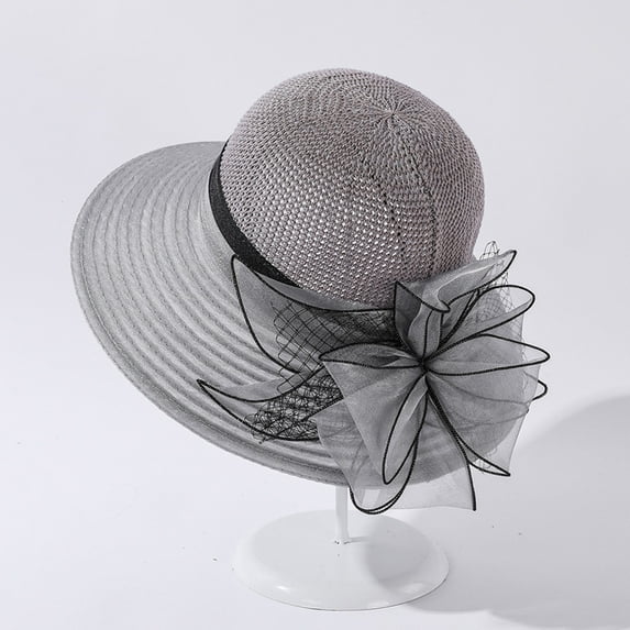 Holzkary Women's Kentucky Derby Church Dress Hat Wide Brim Leaf Flower Bridal Shower Hat Women Hat Bridal Wedding Church Tea Wide Brim Summer Sun Cap