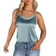 thumbnail image 1 of Holzkary Women's Lace Silk Satin Pajama Tank Tops V Neck Camisole Soft Spaghetti Strap Tops Loose Sleepwear Lace Suspenders Are Designed Sense Of Wearing A New Summer Plus Size Back Suit Green Xl, 1 of 7