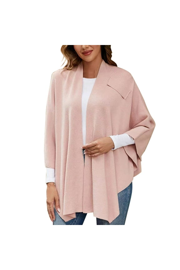 Women's Large Cross Front Poncho Sweater Wrap Topper Knitted Elegant Shawls Cape for Fall Winter Open Front Cardigan Cloak Coat Bride Poncho Capes Womens Large Front Knitted Sweater Wrap Top