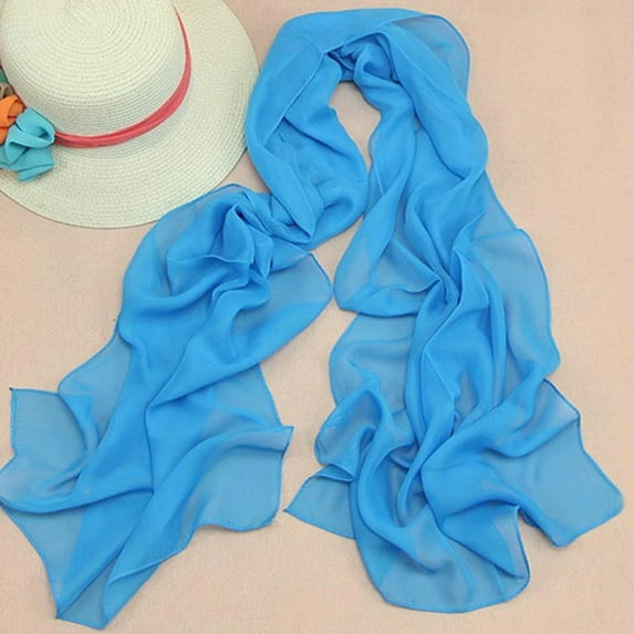 Holzkary Women's Lightweight Breathable Solid Color Soft Chiffon Long Fashion Scarves Sun-Proof Shawls Wrap All Season Womens Solid Color Chiffon Silk Scarf Color Scarf