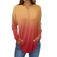 thumbnail image 1 of Holzkary Women's Long Sleeve Henley Tops V Neck Button Up Tops Casual Blouse Loose Fit T Shirts Pullover Tunics Long Sleeve Tops for Women Neck Casual Petite T Shirts Orange Xl, 1 of 5
