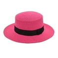 thumbnail image 1 of Holzkary Women's Mens Wide Brim Straw Panama Hat Fedora Summer Beach Sun Hat Upf Straw Hat for Women Mens Square Buckle Panama Lafite Flat Top Straw Hat Travel Sunshade Sun Beach Hat Hot Pink One Size, 1 of 3