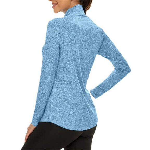 Holzkary Women's Quarter Zip Pullover Golf Shirts Upf 50+ Long Sleeve Sun Shirts Uv Protection Workout Tops Lightweight Quick Dry Workout Tops Running Pullover Coat Sky Blue M