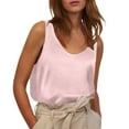 thumbnail image 1 of Holzkary Women's Satin Tank Tops V Neck Camisole Casual Cami Sleeveless Shirt Blouses Silky Basic Tanks Women's Satin Sleeveless Top Round Neck Trade Color Ding Loose Vest Red M, 1 of 6