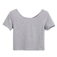 thumbnail image 1 of Holzkary Women's Short Sleeve Crop Tops, Crew Neck Slim Fitted Cropped Shirts Workout Basic Tops Women Neck Crop Tops Short Sleeve Midriff Casual Blouse T Shirt Grey M, 1 of 6