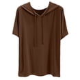 thumbnail image 1 of Holzkary Women's Short Sleeve Plain Hoodie Fashionable Sweatshirt with Hood Loose Comfortable Blouse Classic Tops Sports Summer Shirts Solid Color Sweatshirt Thin Loose Fitting Base Shirt Coffee Xxl, 1 of 8