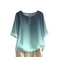 thumbnail image 1 of Holzkary Women's Short Sleeve Shirts 2025 Fall Summer Fashion Dressy Casual Tops Trendy Henley Blouses Cute Work Outfits Clothes Button Solid Half Sleeves Short Sleeves Blouse Green Xl, 1 of 4