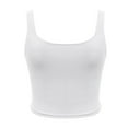 thumbnail image 1 of Holzkary Women's Sleeveless Square Neck Tank Top Basic Crop Tops Summer Fitness Workout Casual Tops Fitness Strappy Double Layer Tops Workout O Crop Sleeveless Neck Tank Blouse White L, 1 of 8
