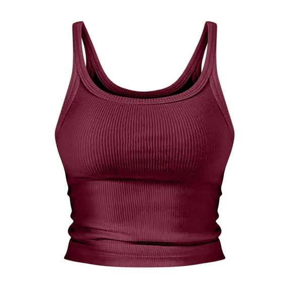 Holzkary Women's Sleeveless Tank Top Form Fitting Scoop Neck Ribbed Knit Basic Cami Shirts Womens Tank Tops Summer Fashion 2025 Workout Ribbed Sleeveless High Neck Beach Vacation Oufits Clothes Rd2 Xl