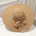 thumbnail image 1 of Holzkary Women's Solid Sun Straw Hat Pre Tied Knot Round Wide Brim Hat Roll Up Vintage Hat Panama Hat Beach Travel Cap Wide Women’S Hat Sun Eaves Beach Hat Fisherman Sun Breathable Caps, 1 of 2