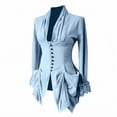 thumbnail image 1 of Holzkary Women's Steampunk Victorian Jacket Coat Medieval Vintage Gothic Long Sleeve Shirt Women Casual V Neck Loose Top Style Breasted Long Sleeve Top Light Blue 3Xl, 1 of 4