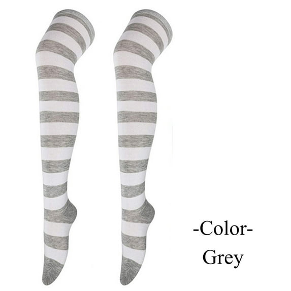 Holzkary Women's Striped Thigh High Socks Over Knee Socks Knee High Costume Stockings Leg Warmers Halloween Costumes 1 Pair Christmas High Long Stockings for Womens Over Knee Socks Christmas Party Co