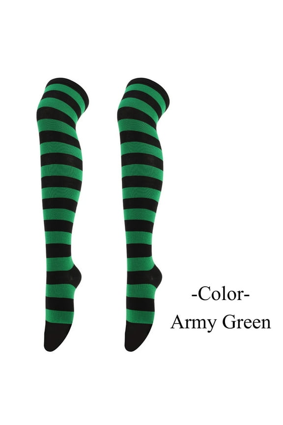 Women's Striped Thigh High Socks Over Knee Socks Knee High Costume Stockings Leg Warmers Halloween Costumes 1 Pair Christmas High Long Stockings for Womens Over Knee Socks Christmas Party Co