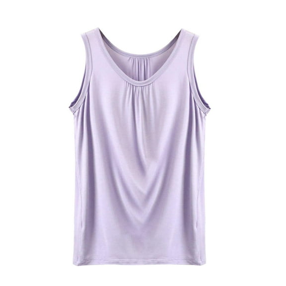 Holzkary Women's Summer Sleeveless Pleated Loose Fit Tunic Blouses Casual Tank Tops Women's Spring and Summer Camisole Loose Pleated Home Top Sleeveless Inner T Shirt Base Shirt Purple Xl