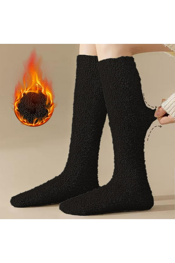 Women's Thick Comfortable Soft Fuzzy Cozy Calf High Winter Plush Socks Women Winter Socks Warm Knee High Socks Long Cosy Thermal Ladies Socks Fuzzy Thick Soft Socks for Ladies Girls Christma