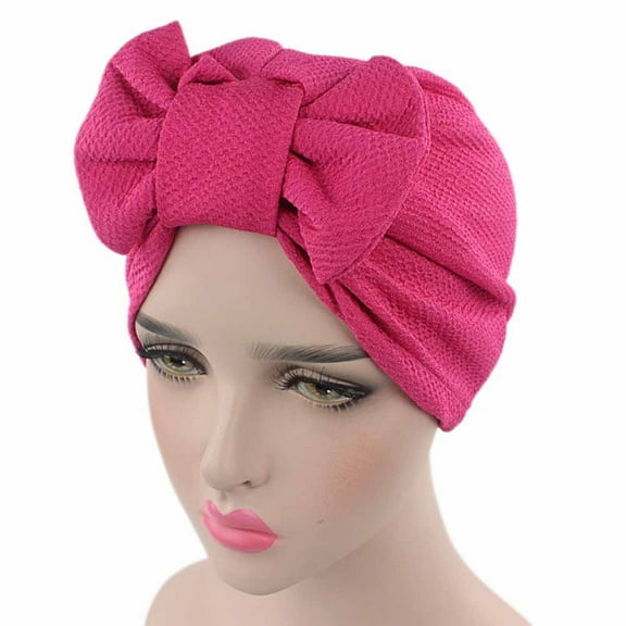 Holzkary Women's Turban Hat Bowknot Stretch Solid Hijab Headwrap Chemo Headwear Skull Cap Hair Loss Cover Head Hat Bow Cap Women Wrap Caps
