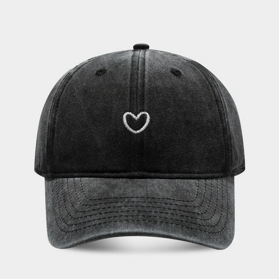 Holzkary Women's Vintage Washed Baseball Cap Cute Heart Embroidered Sun Hat Adjustable Distressed Dad Caps Uv Protection Summer Hats Low Profile Dad Hat Women Solid Color Heart Embroidered Soft Top O