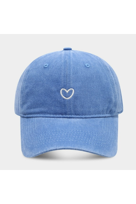 Women's Vintage Washed Baseball Cap Cute Heart Embroidered Sun Hat Adjustable Distressed Dad Caps Uv Protection Summer Hats Low Profile Dad Hat Women Solid Color Heart Embroidered Soft Top O