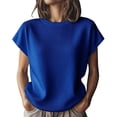 thumbnail image 1 of Holzkary Womens 2025 Cap Sleeve Tops Casual Crew Neck Loose Fit Sweater Vest Lightweight Knit Pullover Tank Summer Tops Knit Short Sleeve Soft Blouse for Daily Wear Blue Xxl, 1 of 5