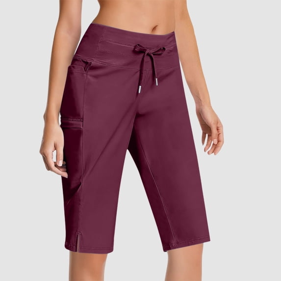 Holzkary Womens Capris with Pockets Loose Fit Casual Capri Pants Dressy Lightweight Ladies Baggy Cargo Pants for Hiking Capris Cargo Pants Summer Hiking Pants Lightweight Outdoor Quick Dry Pants