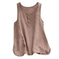 thumbnail image 1 of Holzkary Womens Crew Neck Sleeveless Top T Shirt Up Top T Shirt Women's Linen Crop Tank Tops Cute Summer Sleeveless Cropped Cotton Linen Tops Pink M, 1 of 4