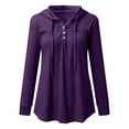thumbnail image 1 of Holzkary Womens Hoodies Sweatshirts Women's Pleated Button Sweatshirt Pullover Sweaters Casual Comfy Tops Trendy Fall Outfits Winter Clothes 2025 Purple L, 1 of 3
