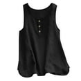 thumbnail image 1 of Holzkary Womens Linen Tank Tops Spring Summer Cute Comfy Beach Sleeveless Shirts Womens Crew Neck Sleeveless Top T Shirt Up Top T Shirt Black L, 1 of 4
