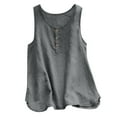 thumbnail image 1 of Holzkary Womens Linen Tank Tops Spring Summer Cute Comfy Beach Sleeveless Shirts Womens Crew Neck Sleeveless Top T Shirt Up Top T Shirt Grey M, 1 of 4