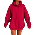 thumbnail image 1 of Holzkary Womens Oversized Hoodies Comfy Sweatshirts Fall Fashion 2025 Outfits Casual Tops Loose Clothes with Pockets Womens Oversized Winter Cotton Sweatshirts Pullover 2024 Tops Trendy Outfits Red L, 1 of 5