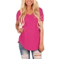 thumbnail image 1 of Holzkary Womens T Shirt Summer Tops Short Sleeve Fashion Basic Casual Oversized Beach Vacation Clothes 2025 Trendy Womens Short Sleeve V Neck Loose Casual T Shirts Summer Tops Hot Pink L, 1 of 6