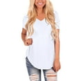 thumbnail image 1 of Holzkary Womens T Shirt Summer Tops Short Sleeve Fashion Basic Casual Oversized Beach Vacation Clothes 2025 Trendy Womens Short Sleeve V Neck Loose Casual T Shirts Summer Tops White Xl, 1 of 6
