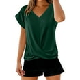 thumbnail image 1 of Holzkary Womens T-Shirts - Short Sleeve Spring Summer Tops Crew Neck Trendy Casual Work Soft Basic Tees for Ladies 2025 Solid Color V Neck T Shirt Elegant Top for Spring and Summer Clothing Green Xl, 1 of 8