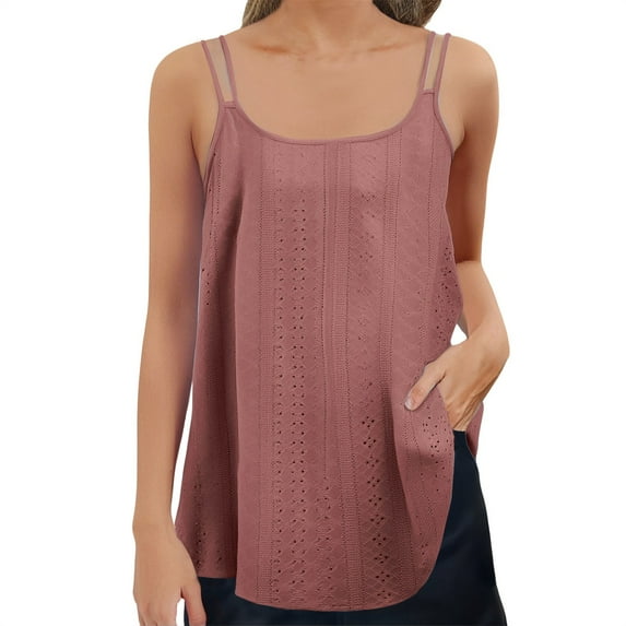 Holzkary Tank Top for Women Loose Fit 2025 New Summer Tank Tops Embroidery for Women Sleeveless Loose Fit Neck Casual Blouse Cute for Womens Trendy Red S