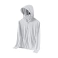 thumbnail image 1 of Holzkary Womens Upf 50+ Sun Protection Hoodie Jacket Lightweight Long Sleeved Sun Shirt Suitable for Carrying Bags Hiking Lightweight Quick Dry Active Uv Shirts with Zipper Pockets White L, 1 of 9