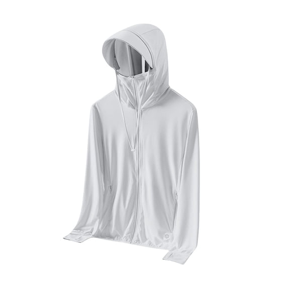 Holzkary Womens Upf 50+ Sun Protection Hoodie Jacket Lightweight Long Sleeved Sun Shirt Suitable for Carrying Bags Hiking Lightweight Quick Dry Active Uv Shirts with Zipper Pockets White L