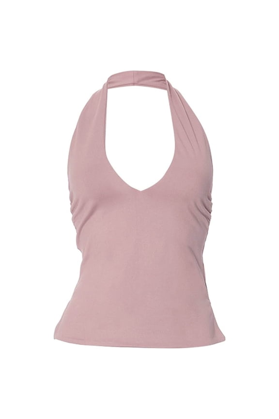 Workout Tops for Women Racerback Basic Tank Summer 2025 Camisole V Neck Slim Fit Ribbed Sleeveless Strap Vest Wearing Wild Slim Top Solid Color Sleeveless Vest Female Pink L