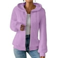 thumbnail image 1 of Holzkary Zip Up Cardigan Sweatshirts for Women and Pure Color Long Sleeved Knitted Zipper Sweater Long Sleeve Lightweight Hoodie Oversized Casual Hoodies Sweater Fashion Jackets Purple M, 1 of 9