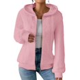 thumbnail image 1 of Holzkary Zip Up Cardigan Sweatshirts for Women and Pure Color Long Sleeved Knitted Zipper Sweater Long Sleeve Lightweight Hoodie Oversized Casual Hoodies Sweater Fashion Jackets Pink M, 1 of 9