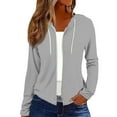 thumbnail image 1 of Holzkary Zip Up Jackets for Women 2025 Fall Lightweight Sweatshirt Casual Loose Long Sleeve Drawstring Shirt Plus Size Outwear Fall Basic Lightweight Sweatshirt Print Long Sleeve Shirts Grey Xl, 1 of 6