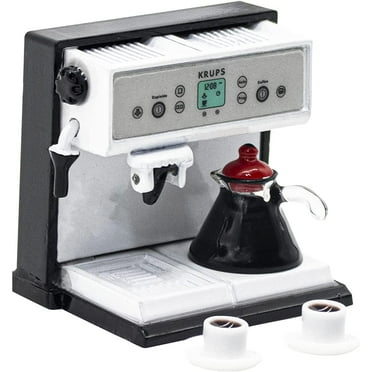Holzlrgus 1:12 Scale Miniature Coffee Maker Machine with Pot and 2 Cups Set for Mini House DIY Pub Kitchen Bar Decoration