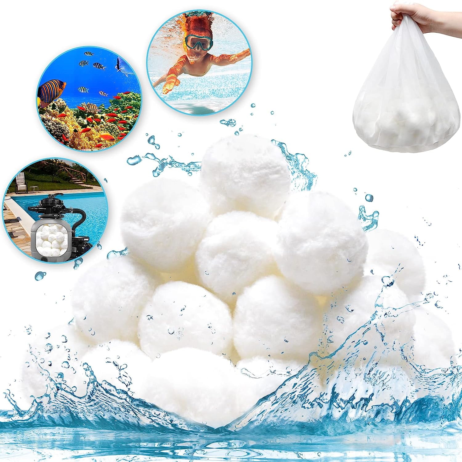 Holzlrgus 1.54lbs Pool Filter Balls for Sand Filter, Pool Filter Media