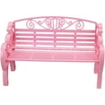 thumbnail image 1 of Holzlrgus 1:6 Scale Dollhouse Miniature Fairy Garden Bench Plastic Village Park Couch for Doll Accessories Decor(Set of 2,Pink), 1 of 2