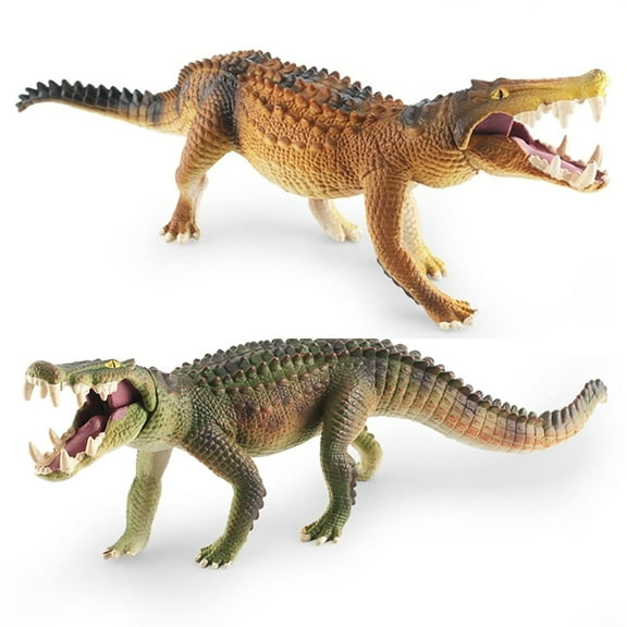 Holzlrgus 10 Inch Large Alligator Toy Figurine 2PCS Realistic Crocodile Action Figures Alligator Party Favors Playset Crocodiles Cake Toppers for Kids Toddler