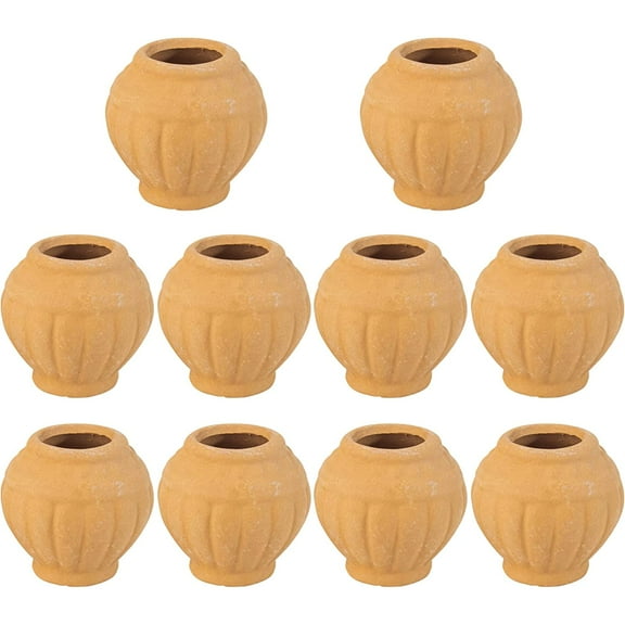 Holzlrgus 10 Pcs 1:12 Scale Dollhouse Miniature Clay Pots Mini Flower Pots for DIY Mini House Garden Decoration,Set B
