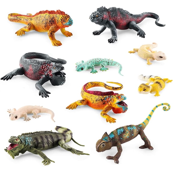 Holzlrgus 10 Pcs Plastic Lizard Figurines Fake Lizard Model Realistic Lizard Jungle Reptile Animal Figure for Party Favor Supplies Cake Toppers