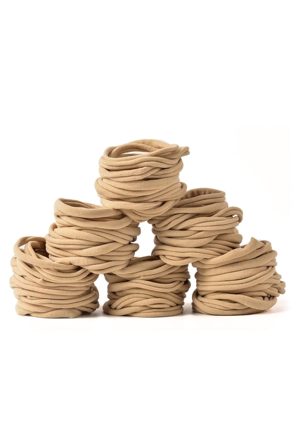 100 PCS Baby Nylon Headbands Hairbands Hair Bow Elastics for Baby Girls Newborn Infant Toddlers Kids Nude