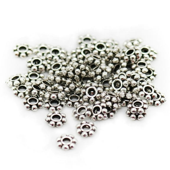 Holzlrgus 1000 Pcs Antiqued Silver Daisy Spacer Metal Beads 4mm for Jewelry Making