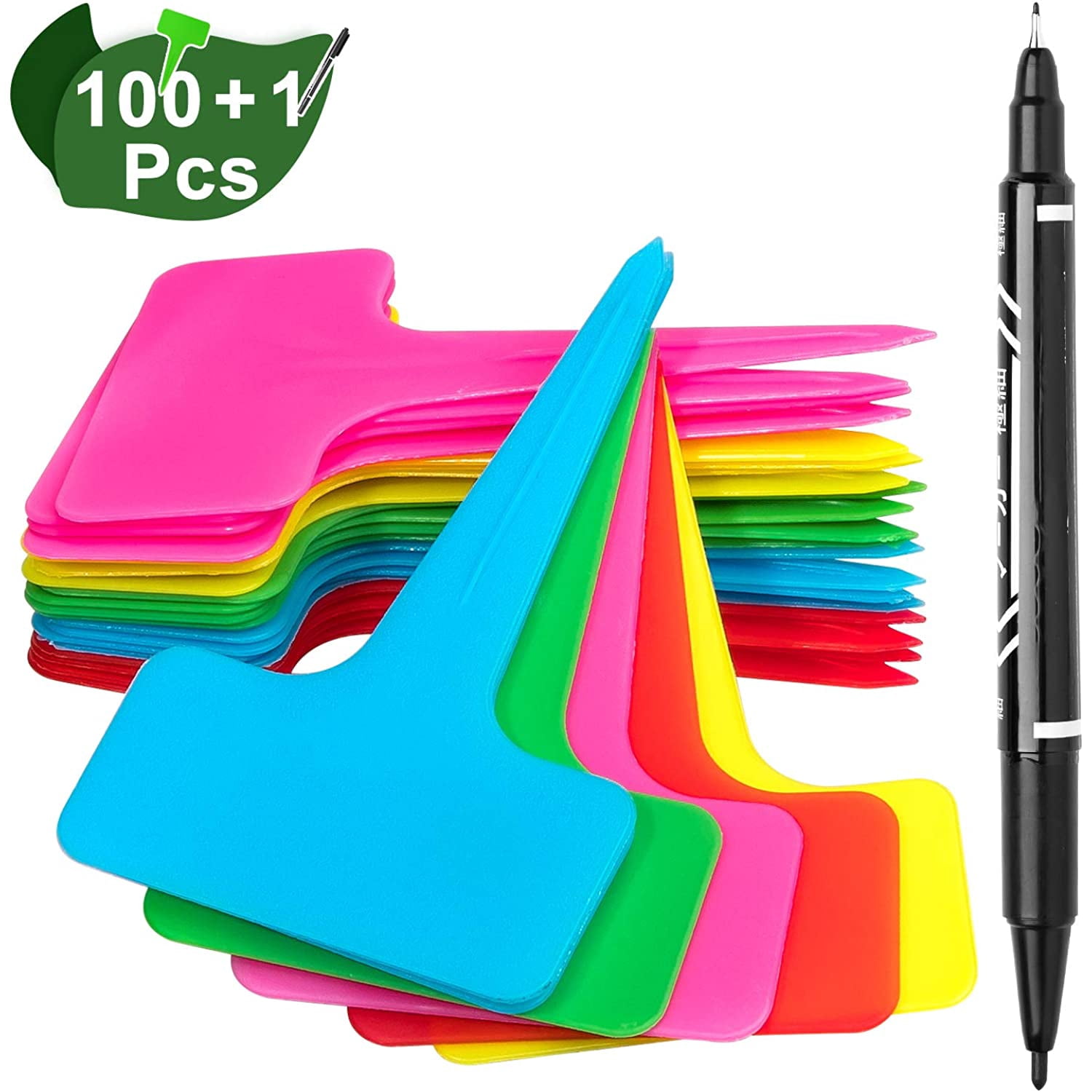 Holzlrgus 100Pcs Multicolor T-Type Plant Labels 5 Colors Plant Tags ...